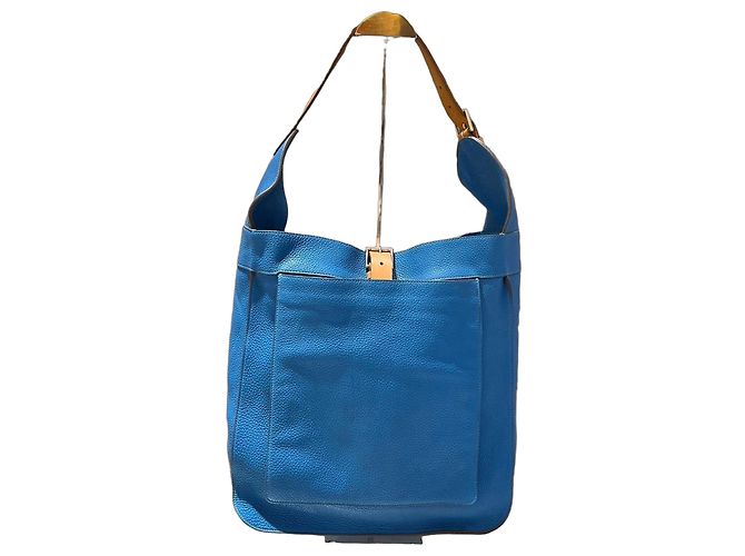 Sac à épaule Hermès en cuir bleu