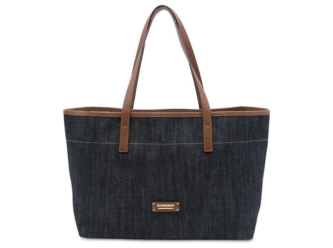 Borsa Tote Burberry in Denim Blu