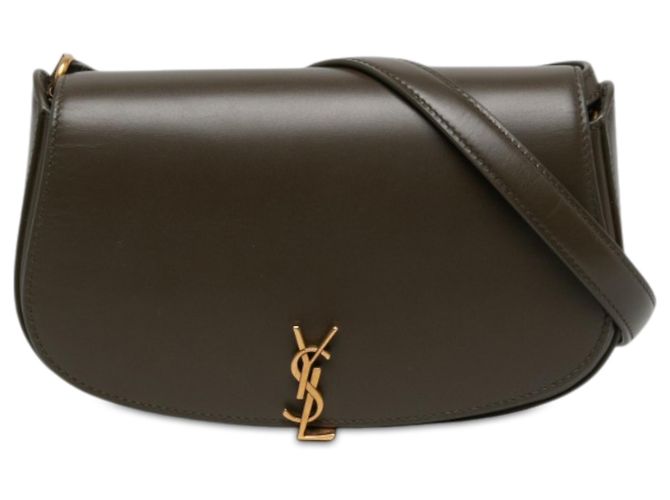 Autre Marque Borsa a tracolla Saint Laurent Voltaire Mini in pelle di vitello marrone con monogramma Cachi