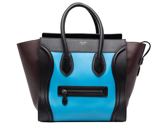 Céline Celine Blue Micro Tricolor Leather Luggage Tote