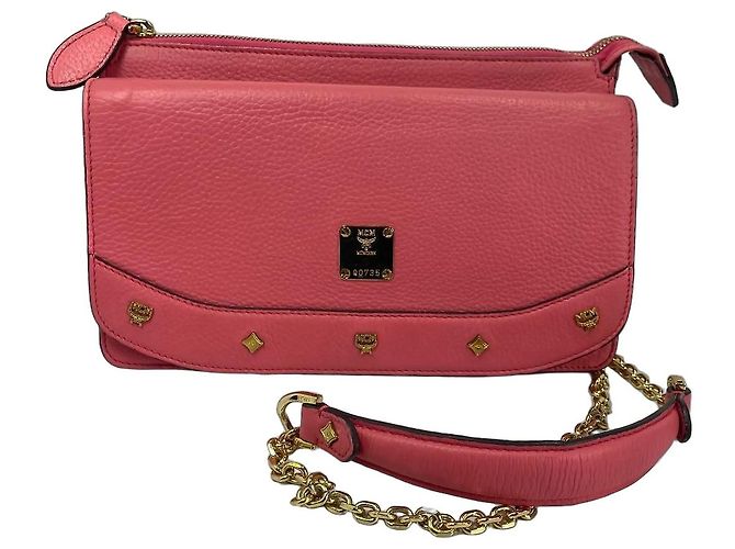 Borsa a tracolla MCM in pelle rosa