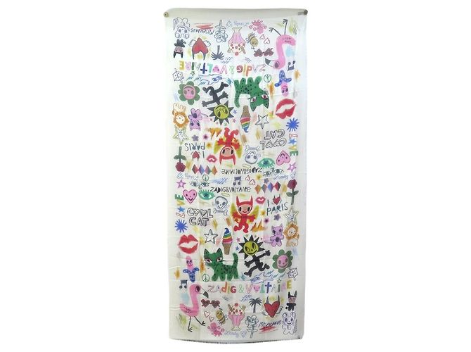 NUOVA SCARPA LUNGA ZADIG & VOLTAIRE MAXI DELTA HUMBERTO OWSC00467100 SCARF Multicolore