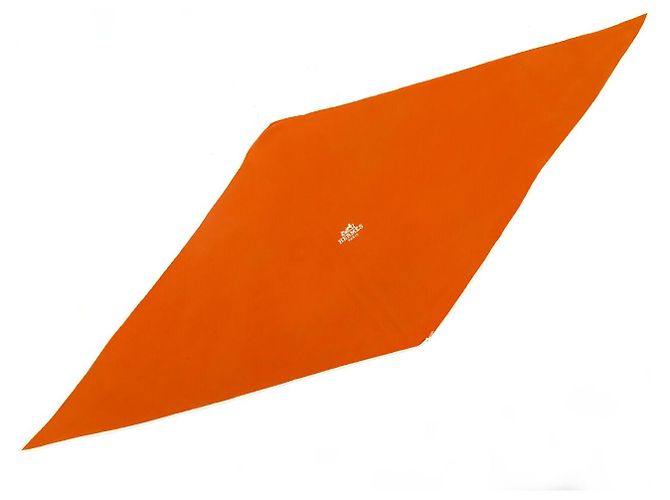 Hermès HERMES LOSANGE MINI SILK SCARF PLAIN ORANGE PATTERN 100X45 CM SILK SCARF
