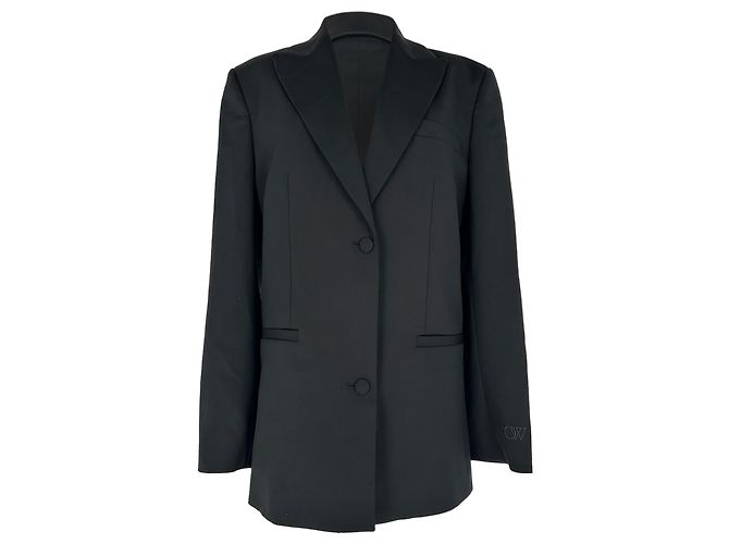 Off White Off-White Single Breasted Blazer in Black Wool