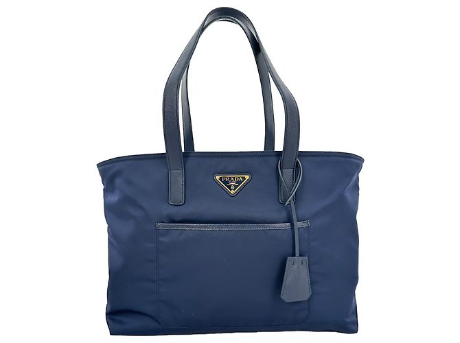 Prada Large Re-Edition 1978 Tote Bag in Navy Blue Polyamide Light blue