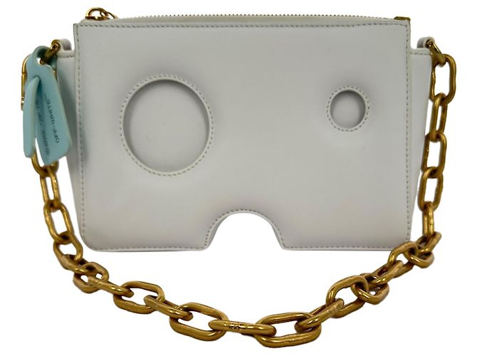 Off White Off-White Burrow Schultertasche mit Reißverschluss aus grauem Leder