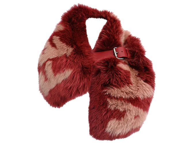 Cachecol Fendi com fivela em pele de raposa borgonha Vermelho Bordeaux