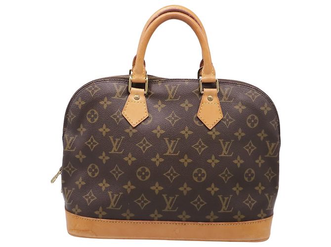 Sac à main Louis Vuitton Monogram Canvas Alma PM en cuir marron Rouge