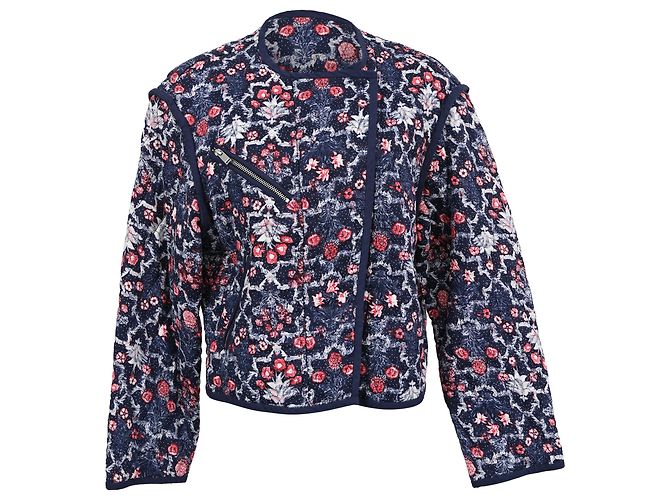 Casaco acolchoado floral Isabel Marant Etoile em algodão azul