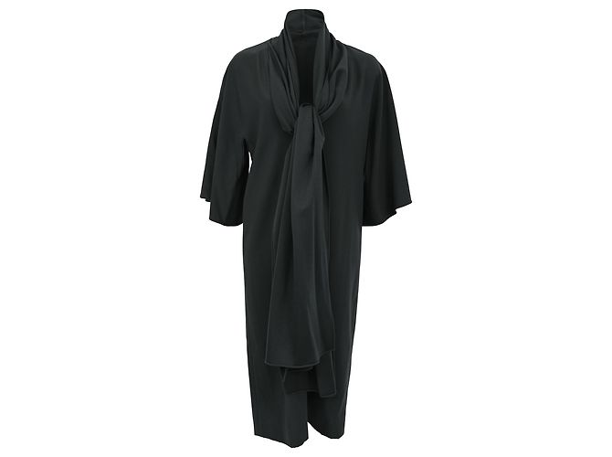 Hermès Maxi Scarf Kleid aus schwarzer Wolle