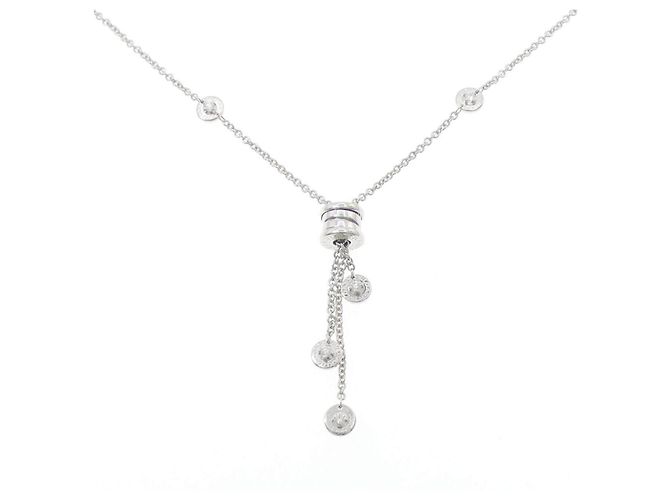 Bulgari Colar Bvlgari B.zero1 em Ouro Branco 18K e Diamantes Prata