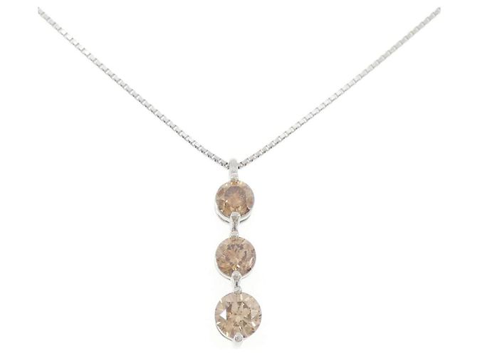 Autre Marque Diamantenhalskette PT900 PT850 Silber