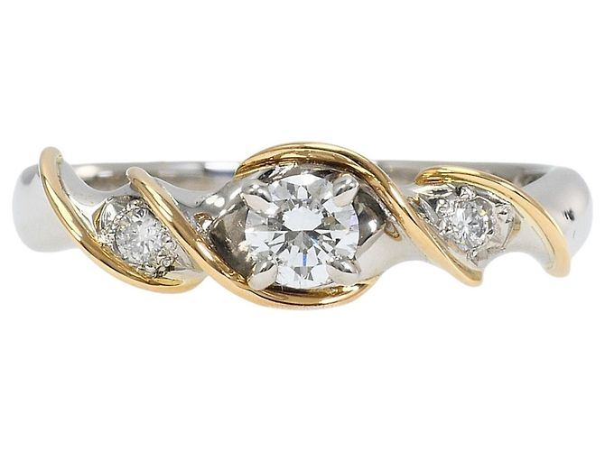 Autre Marque Ehering aus Platin und Gelbgold mit Diamant Golden
