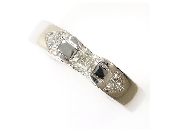 Autre Marque Platinum Band Ring with Diamond