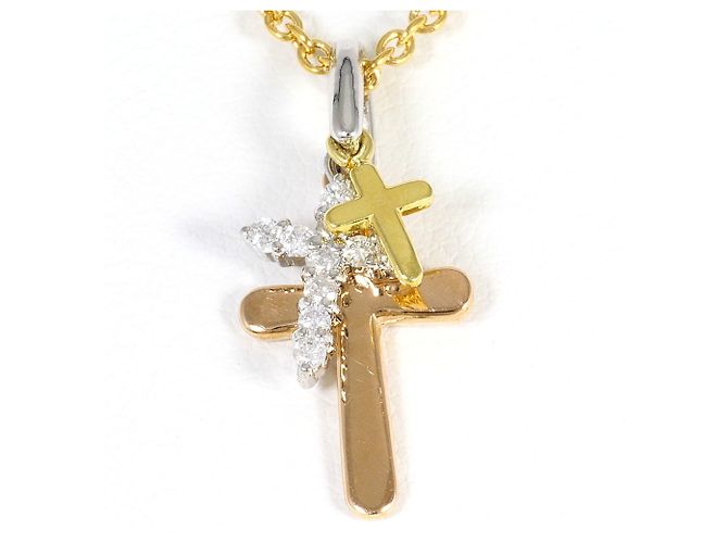 Autre Marque Collar de oro 18K con diamante Dorado