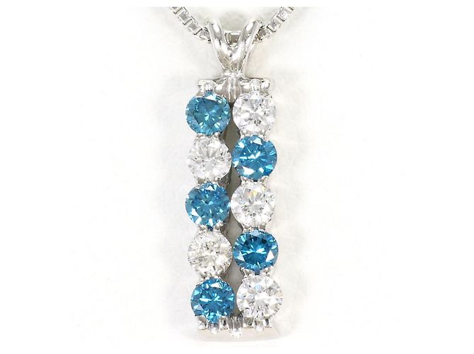 Autre Marque PT900 Platin-Halskette mit blauem Diamanten