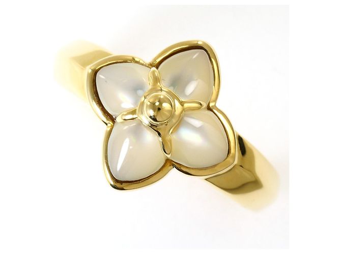 Autre Marque Anillo banda de oro amarillo 18K con incrustación de concha Dorado