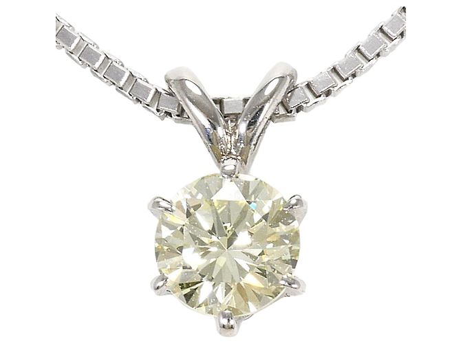 Autre Marque Platinhalskette mit gelbem Diamanten