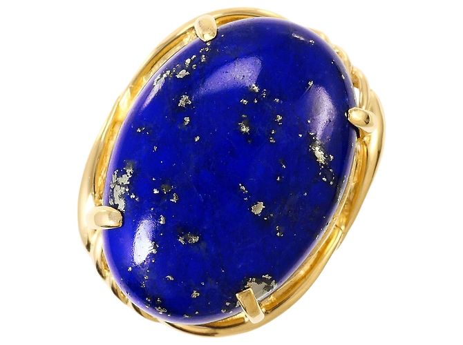 Autre Marque Anillo alianza de oro amarillo 18K con lapislázuli Dorado