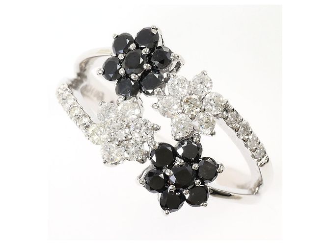 Autre Marque Anillo alianza de oro blanco 14K con diamante negro