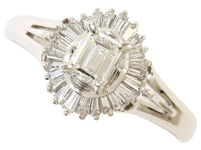 Autre Marque Platin-Ehering mit Diamanten