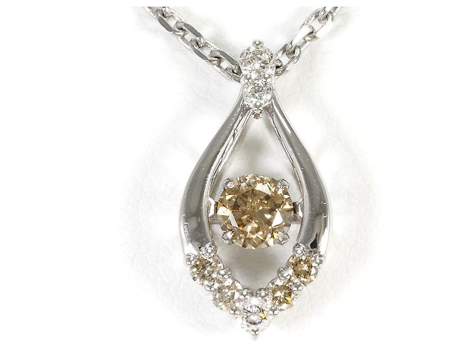 Autre Marque Collar de platino con diamantes marrones
