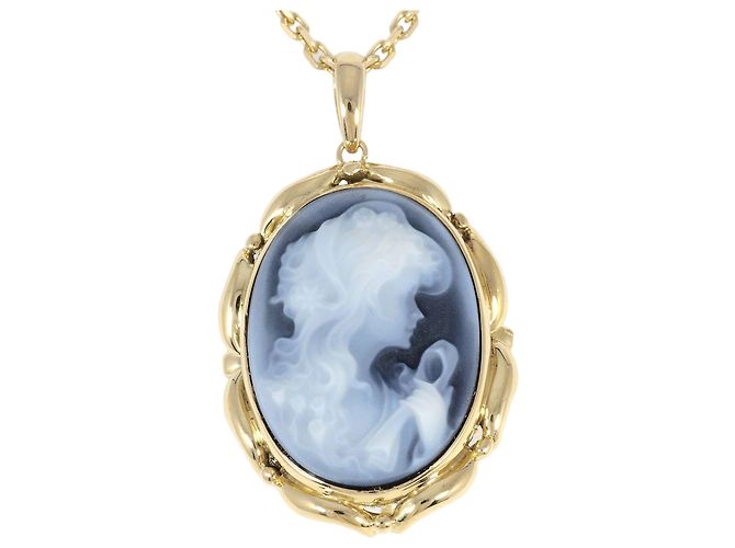 Autre Marque Collar de oro amarillo 18K con camafeo de piedra Dorado