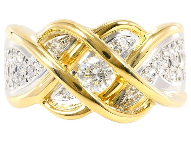 Autre Marque Ehering aus Platin und Gelbgold mit Diamant Golden