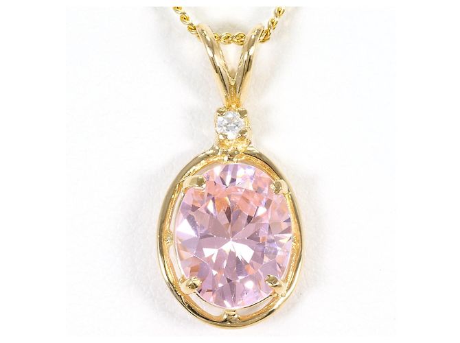 Autre Marque Collier en or jaune 14K avec zircone rose Doré