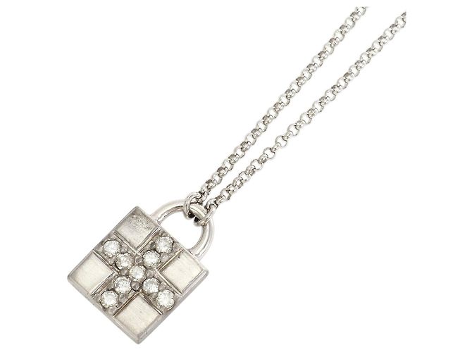 Autre Marque 18K White Gold Diamond Necklace Golden