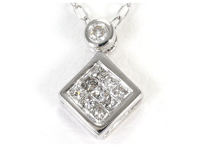 Autre Marque Colar de ouro branco 18K e diamantes Dourado