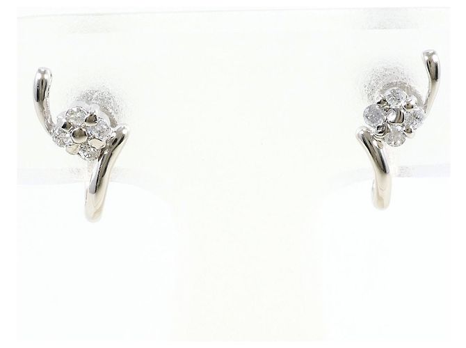 Autre Marque Pendientes de botón de platino PT900 con diamantes