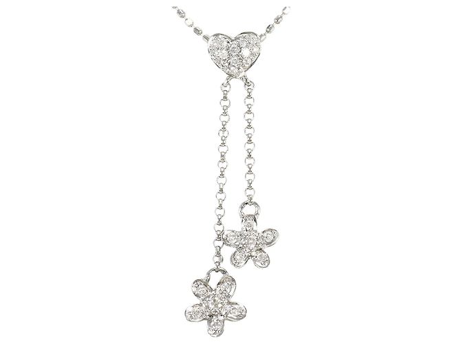 Autre Marque Collar elegante de oro blanco de 18K y diamantes Dorado