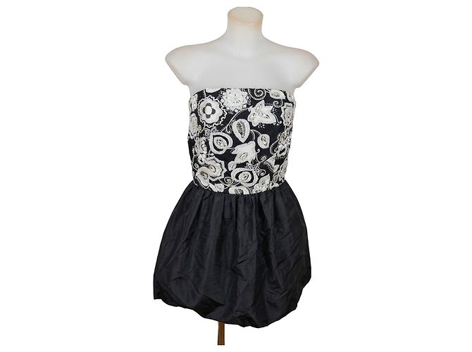 Luisa Spagnoli trägerloses Abendkleid Schwarz Weiß