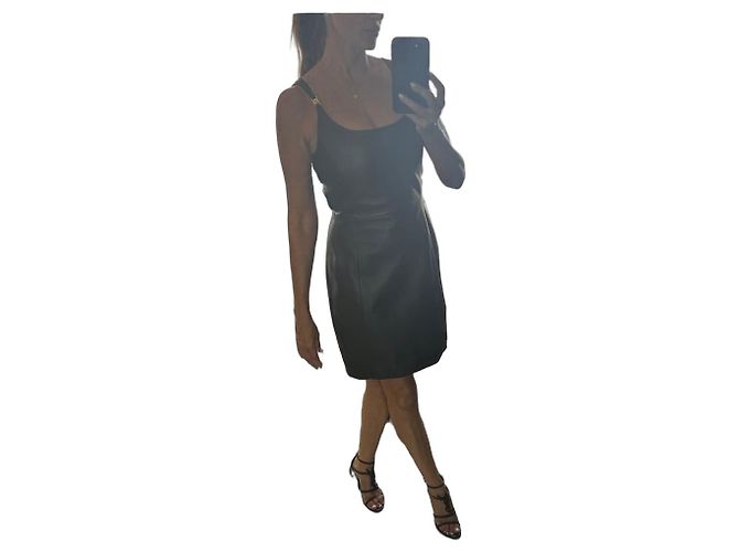 Medusa Versace Lederkleid Schwarz