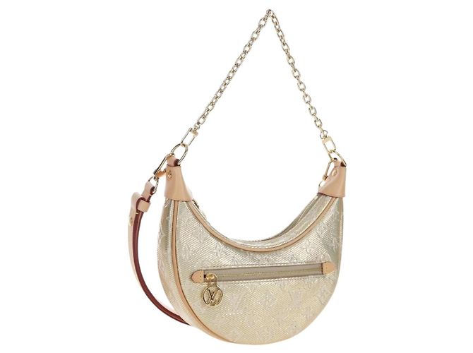 LOUIS VUITTON Monogram Laminated Jacquard Loop Bag Gold M22928 LV Auth 206919SM Doré