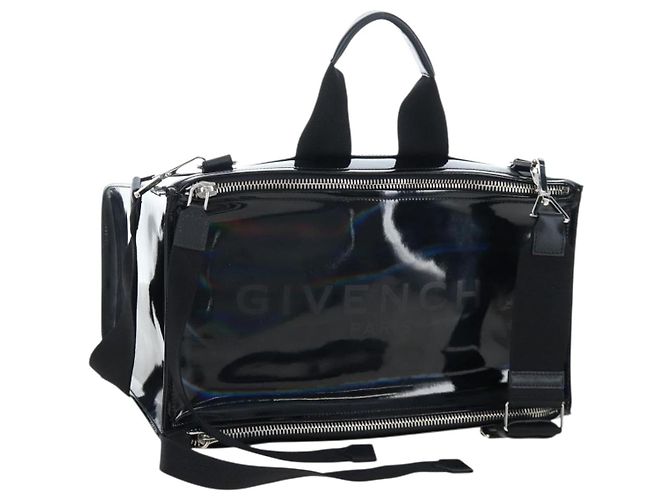 GIVENCHY Pandora Schultertasche Lackleder Schwarz Silber Auth gh2410A