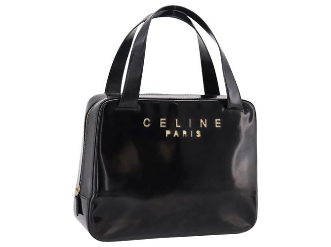 Céline CELINE Hand Bag Patent Leather Black Gold Auth bs37452 Golden