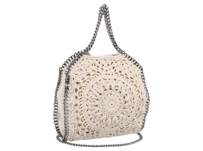 Stella Mc Cartney Stella McCartney Borsa a tracolla con catena Falabella Knit 2way Ivory Auth 200538V Argento Crudo