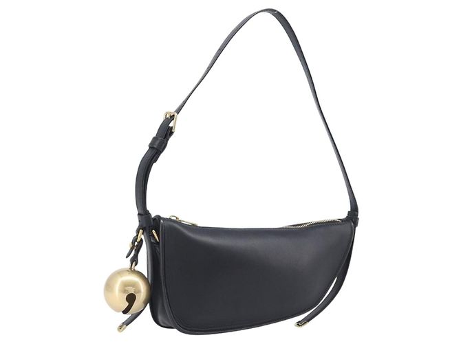 Bolsa de Ombro BURBERRY em Couro Preto e Dourado Auth BA16116A