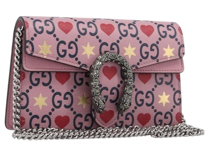 Borsa a tracolla con catena GUCCI Dionysus Pelle Rosa Argento 476432 Auth 207694SAM