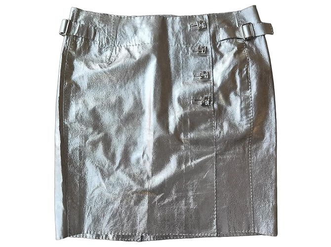 Louis Vuitton silberner Leder-Minirock