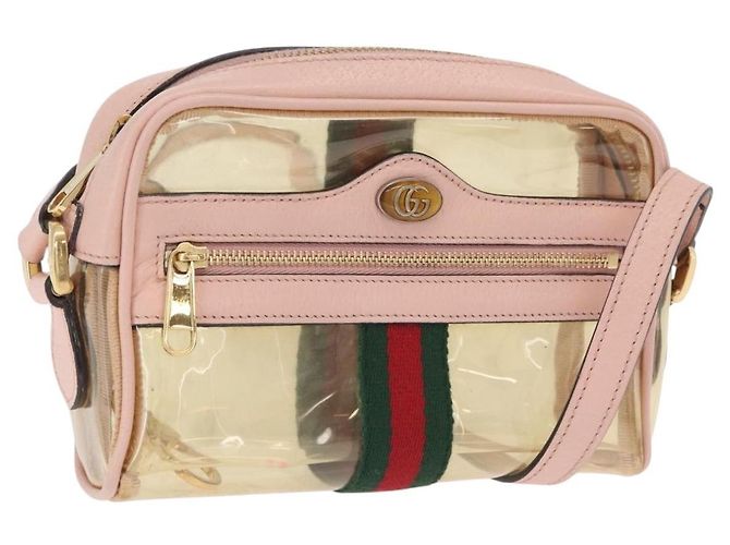 Borsa a tracolla GUCCI Web Sherry Line in vinile trasparente e oro 517350 Auth 206888