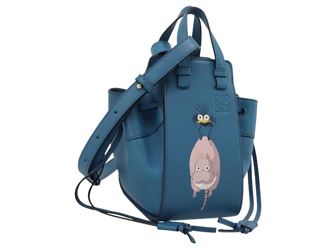 LOEWE Ghibli Spirited Away Boh Mouse Yu-Bird Hammock Drawstring Auth 167636SAM Bleu