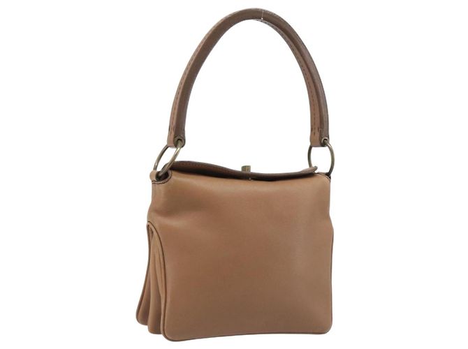 Sac à main Miu Miu en cuir marron et or Auth 206871A Doré