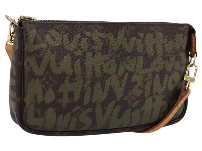 LOUIS VUITTON Monogram Graffiti Pochette Accessoires Khaki M92191 Auth 207561A