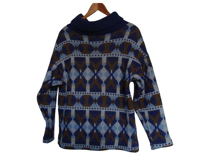 inconnue Pull col roulé en laine à motifs géométriques
