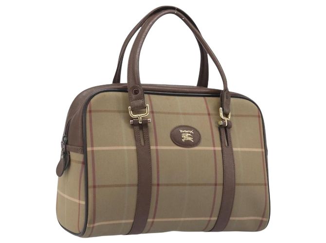 Sac à main Burberrys Nova Check Canvas Beige Gold Auth 205340
