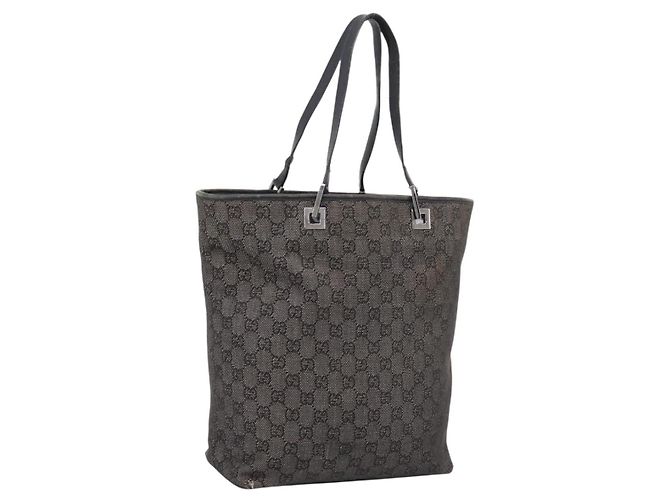 GUCCI GG Canvas Tote Bag Gray Silver 31243 Auth 206920 Braun Silber