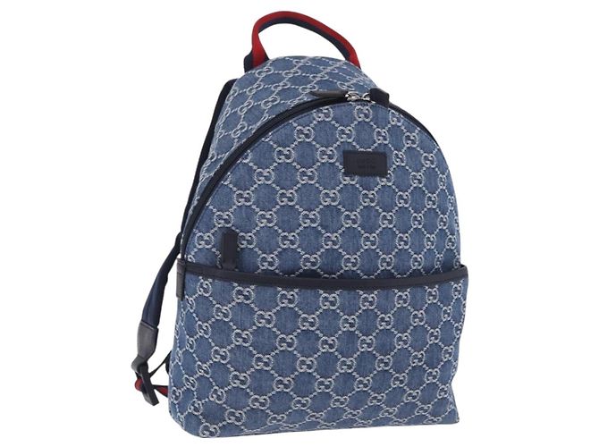 Zaino GUCCI Denim Blue Silver 782708 Auth mr2942V Argento